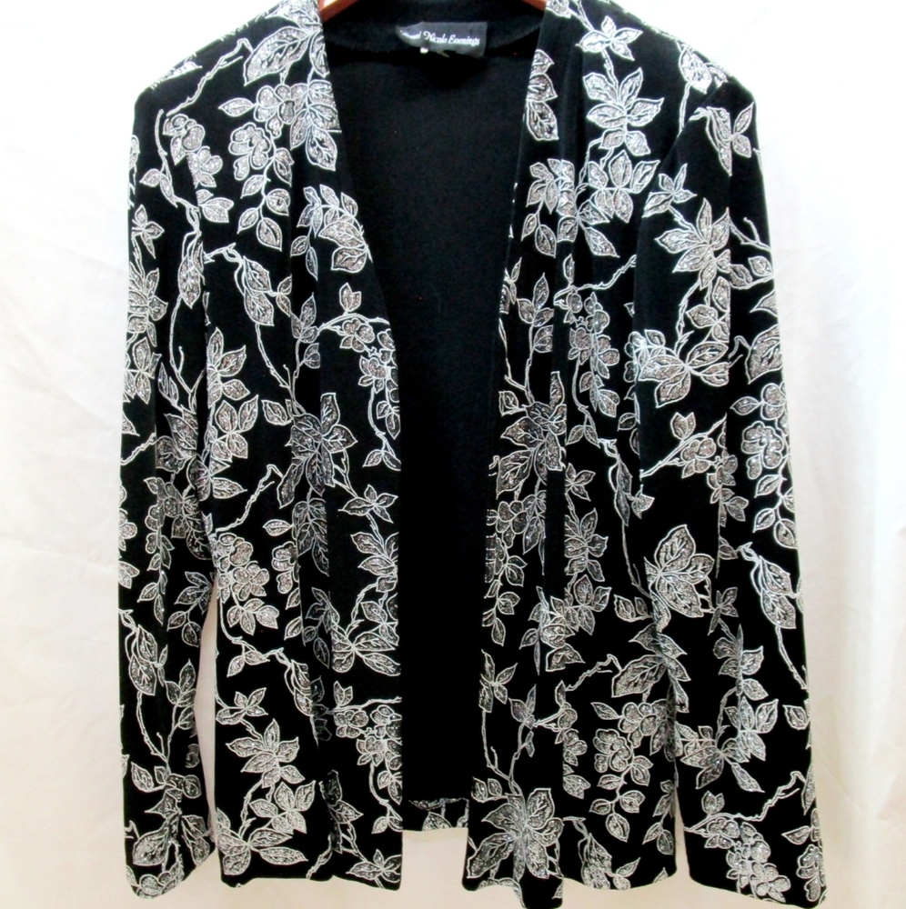 Ronni Nicole Shimmer Floral Evening Jacket -Medium